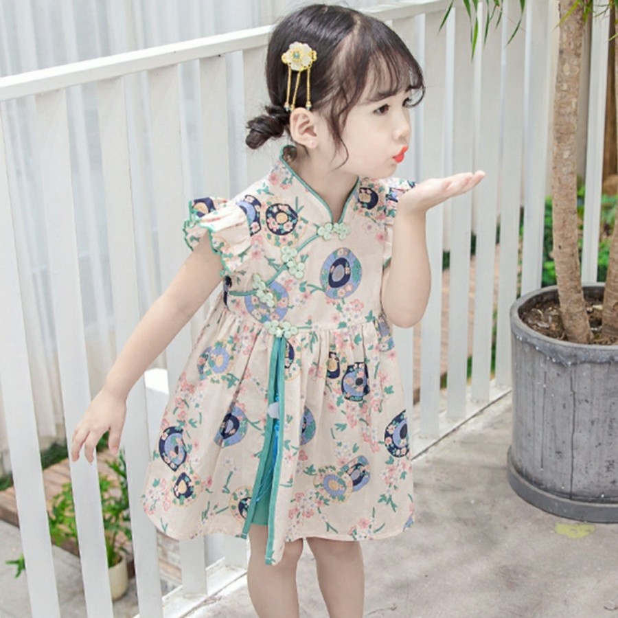 chinese style cheongsam girl dress Traditional imlek qipao anak flower