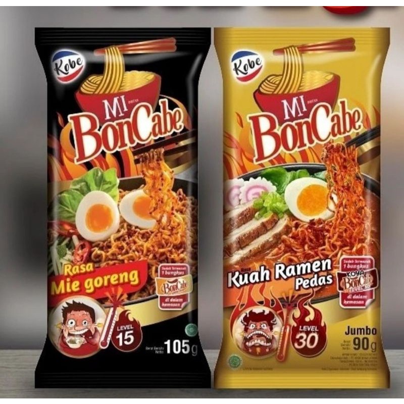 

Mie ( mi ) boncabe 65 , 70 , 105 gr all varian rasa : goreng lv15/ramen lv30/goreng lv15 jumbo