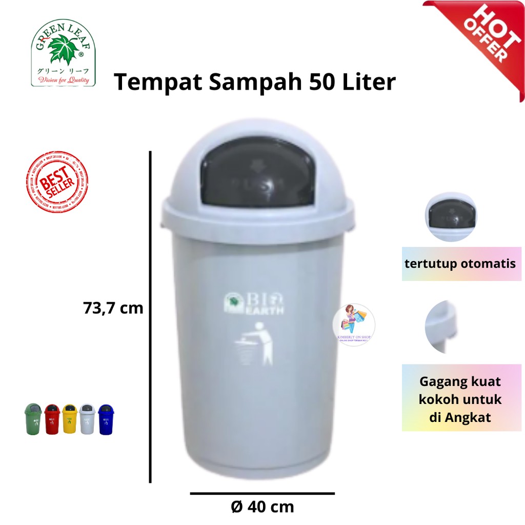 Jual Tempat Tong Sampah Bulat Bio 50 Liter Green Leaf 2150 Shopee Indonesia 1710