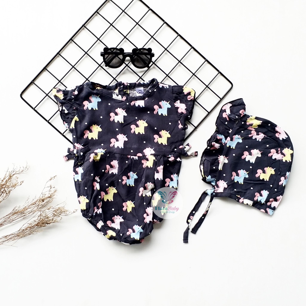 PROMO 7.7 plazababyku  MX ROMPER EMMA setelan bayi motif bunga yang lucu free bonnet PART2
