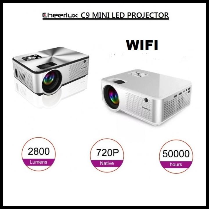 Projector Cheerlux C9 Wifi Led Projector 2800 Proyektor Mini Hd 720P