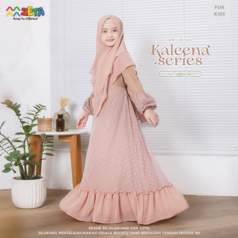 Gamis anak syari premium Kaleena series brand Zeta outfit size XS dan S