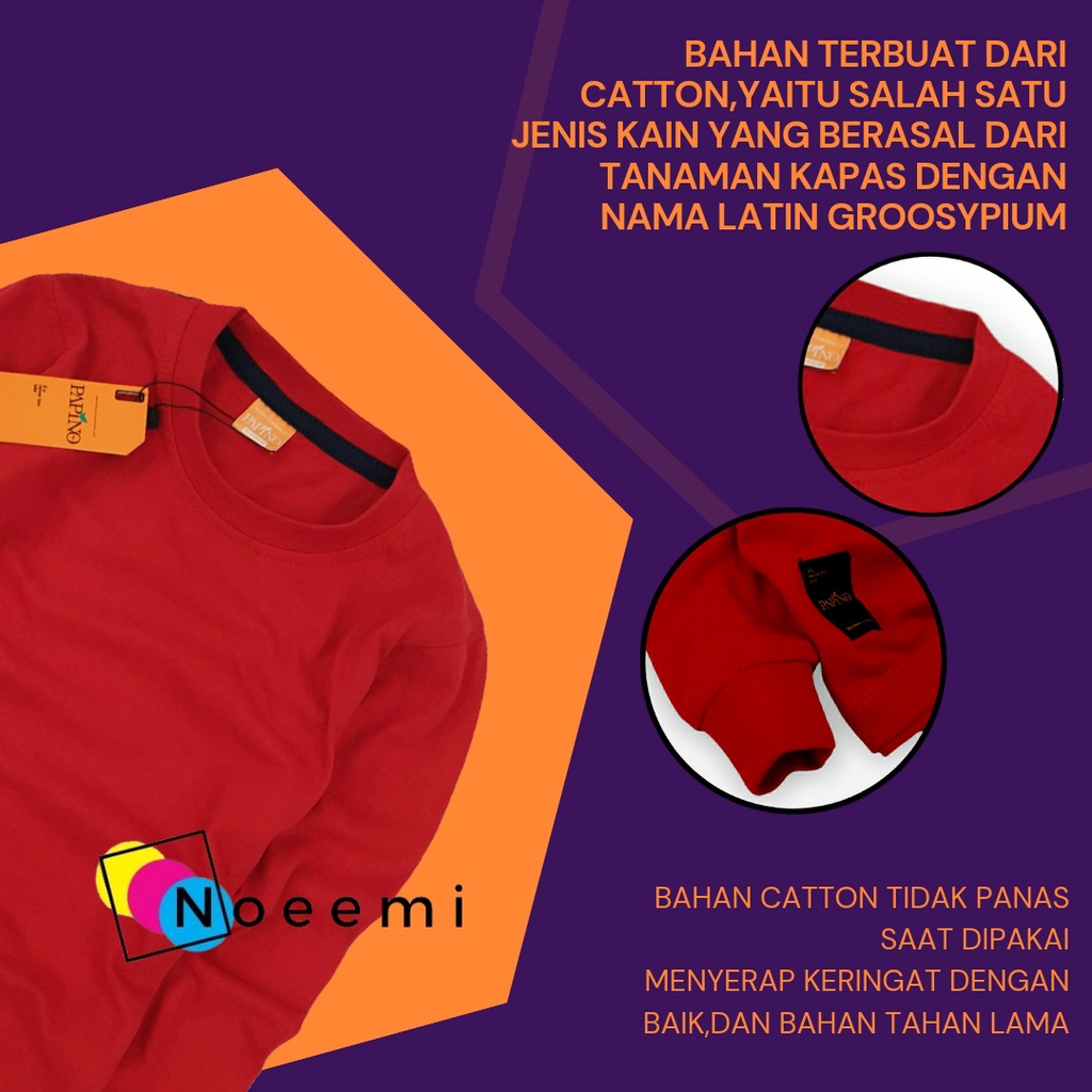 Papino Baju Anak Laki Laki 1-12 Tahun Lengan Panjang Cowok Dan Wanita Merah