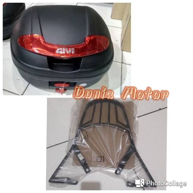 Paketan Box Givi E34 dan breket box - bagi yg order silahkan mencantumkan buat motor apa