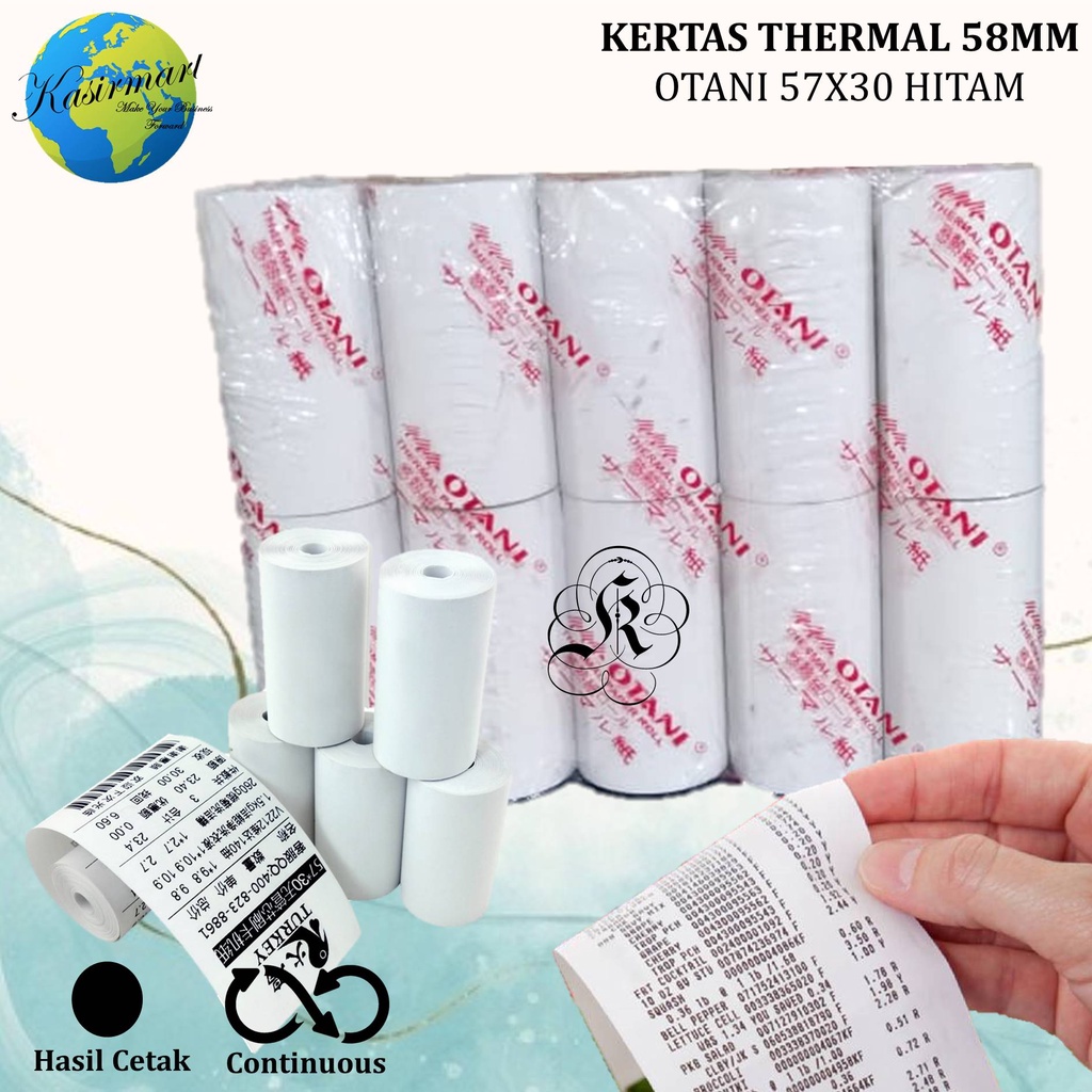 [MIN ORDER 10 ROLL] KERTAS THERMAL MINI PRINTER BLUETOOTH 58x30/58x31/57x30/57x31 HITAM/KASIR/STRUK OTANI 58MM