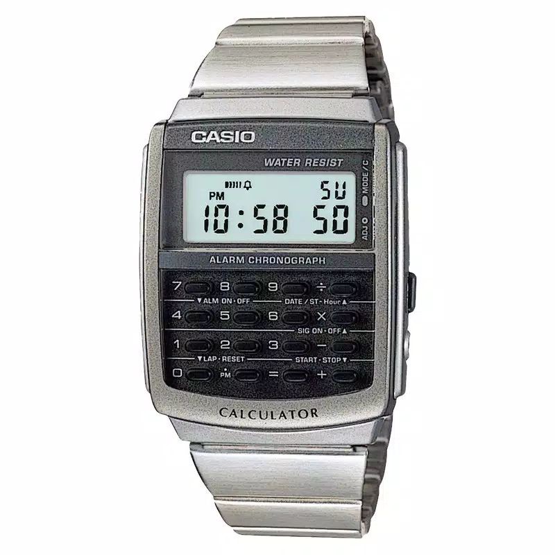 Jam Tangan Pria Casio General CA-506-1DF Calculator Silver Stainless Steel