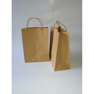 Jual 10 pcs paper bag Kraft Coklat Polos 20 x 15 x 6 untuk souvenir