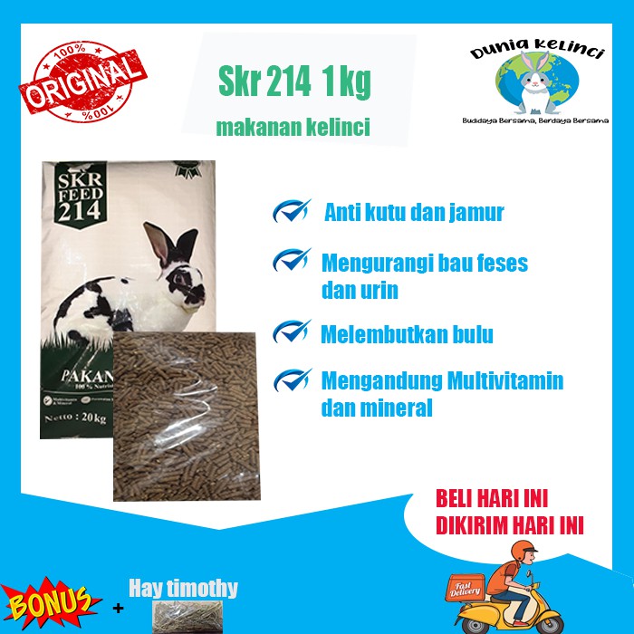 PELET PAKAN MAKANAN KELINCI SKR 214 1 KG RABBIT FOOD HIGHT PROTEIN