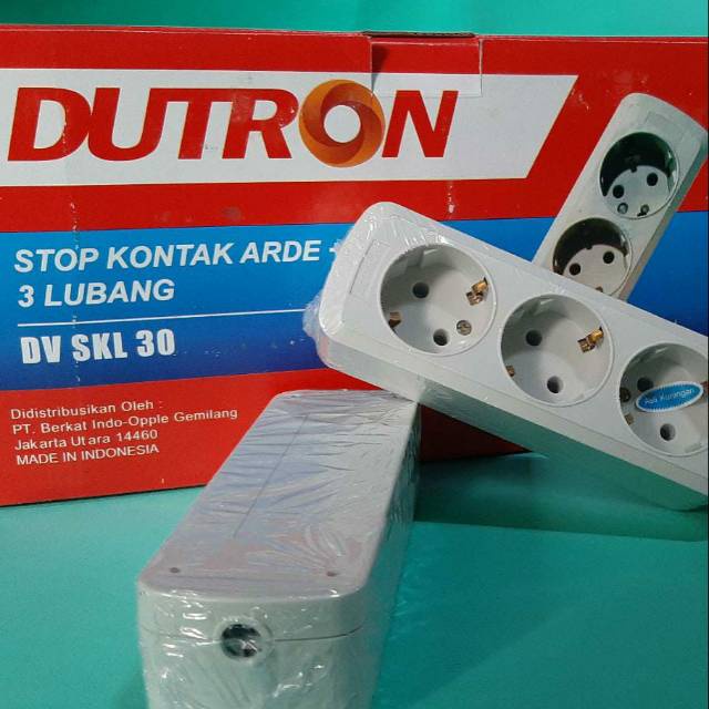 Stop kontak arde 3 lubang + lampu sniterminal kuningan dutron