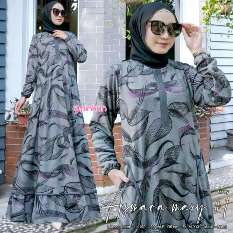 ASMARA MAXY #1 Gamis Wanita mat Diana Denim LD 110-120 by Pinkan