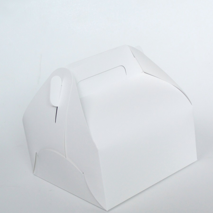 

[HARGA 10PCS] GABLE BOX IVORY WHITE : 20x20x10 cm / snack box / hampers