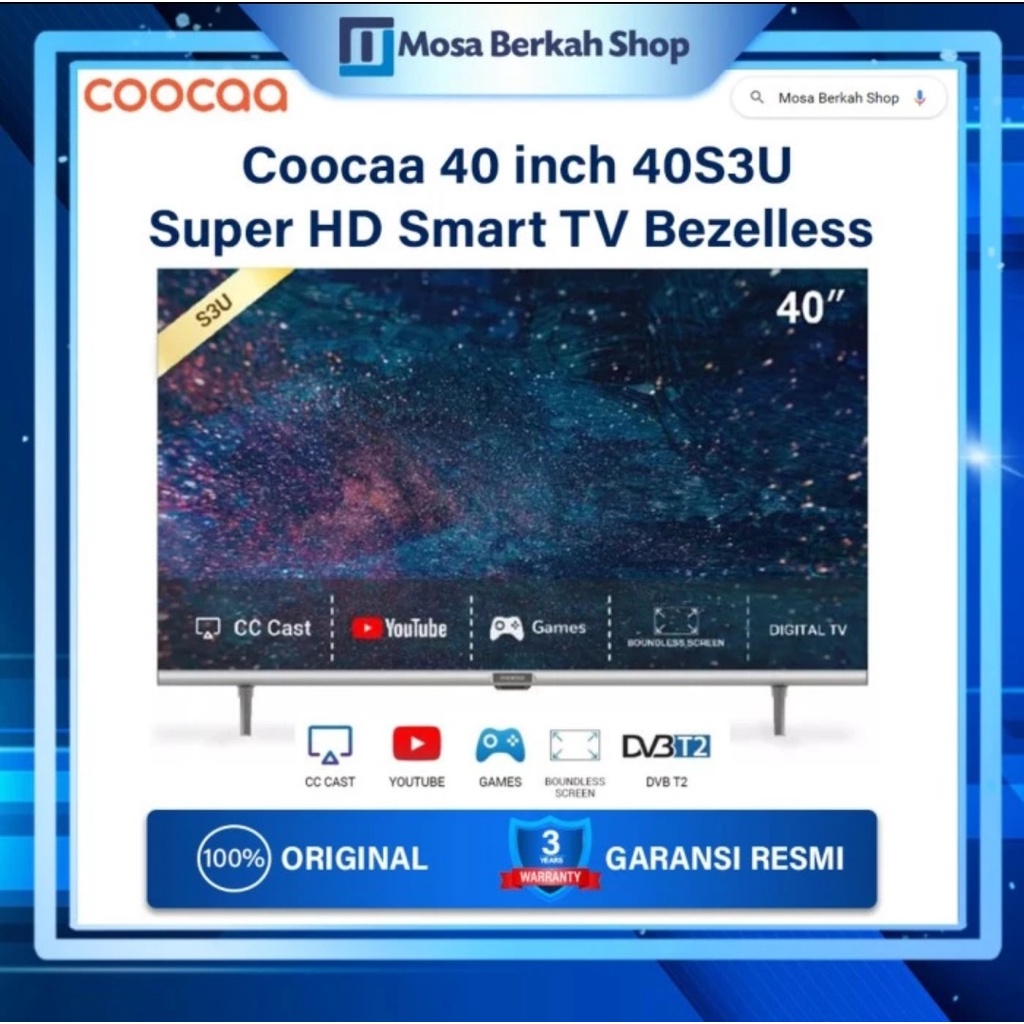 Coocaa 40s3U Coocaa tv 40 inch Garansi Resmi Coocaa TV 40 inch smart TV