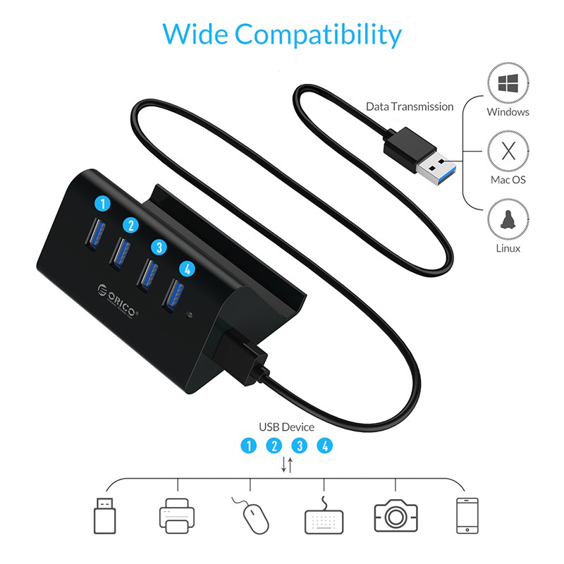 USB 3.0 HUB 4 port with Phone &amp; Tablet Stander Orico shc-u3