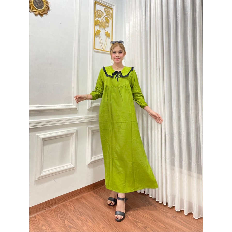 Sansen.id Longdress Raisa Soft Busui Homedress Wanita Panjang Rayon