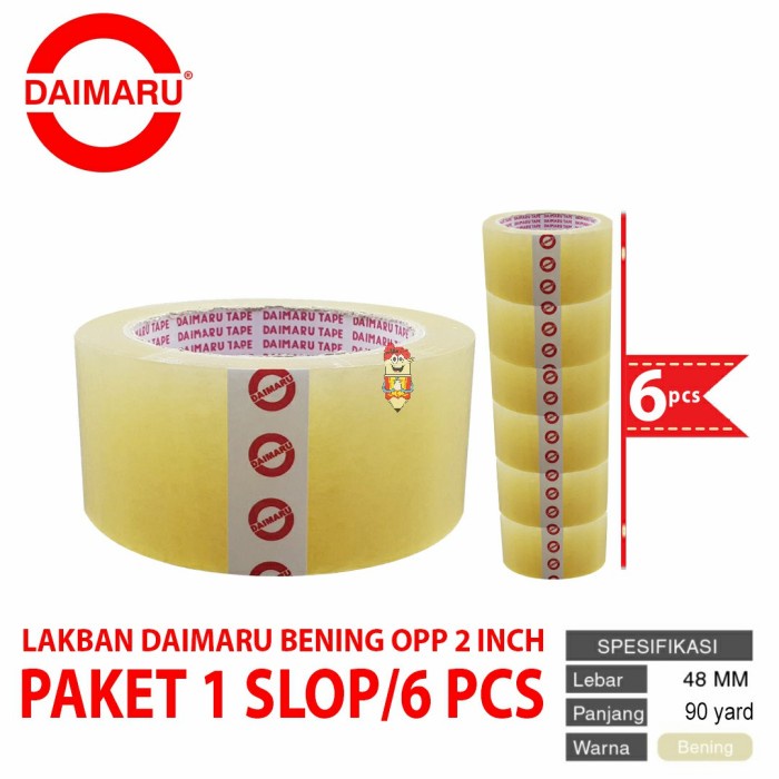 

(BISA COD) [Paket 1 Slop Isi 6pcs] Daimaru OPP Lakban Bening 2 inch