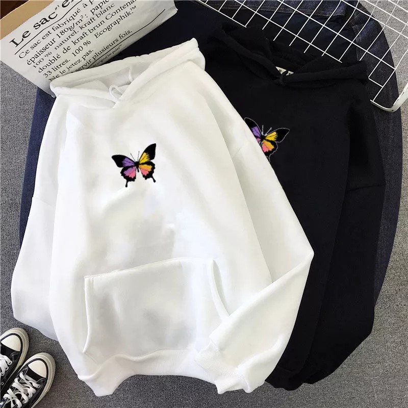 Sweater Hoodie Hodie Hoddie Wanita Gambar Kupu-Kupu Butterfly Sweeter Switer Cewek Cewe Oversize Korean Style Tebal Ori Murah Import Premium Terbaru XXL Jumbo Hoodie Wanita Oversize Korea Tebal Jaket Hoodie Butterfly Kupu-kupu