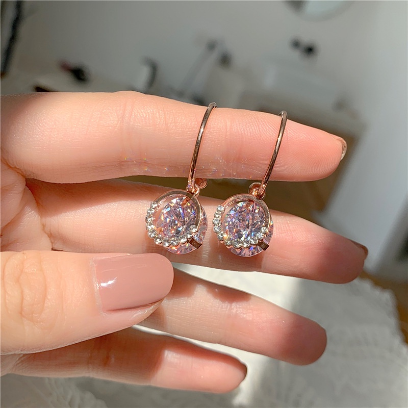 [ 1 Pair Vintage  Double Cricle Crystal Pendant Earrings  Dangle Earrings Ear Jewelry Accessories ]