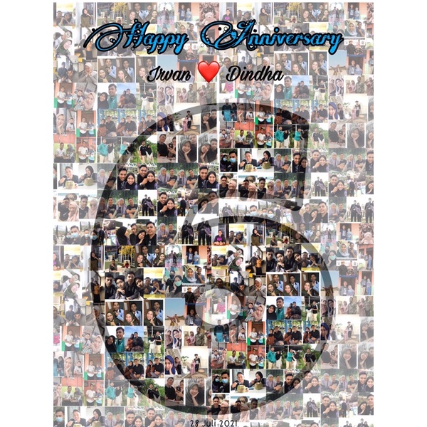 Jasa Desain + Edit Foto Mozaik 21 x 30 cm Ulang tahun, Wedding Anniversary, Anniversary, dll