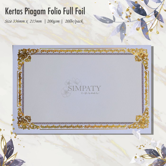 

(BISA COD) blanko kertas piagam sertifikat folio simpaty full foil emas mewah