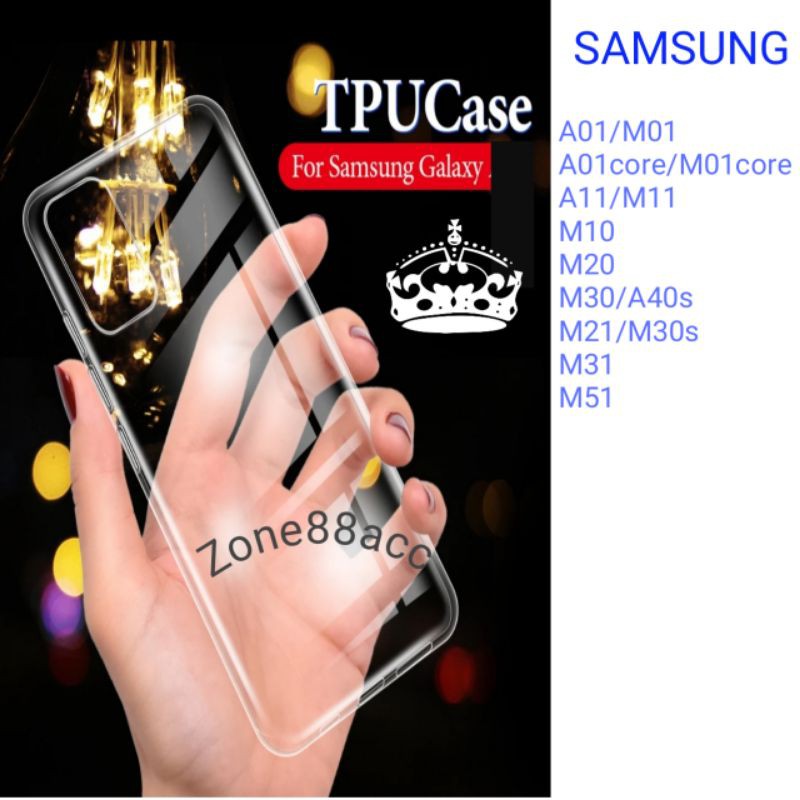 Silikon Samsung A01 Core M01 Core A11 A40s M11 M10 M20 M21 M30S M31 M51 Clear Case Softcase Bening Ultrathin Transparan Silicon Pelindung belakang