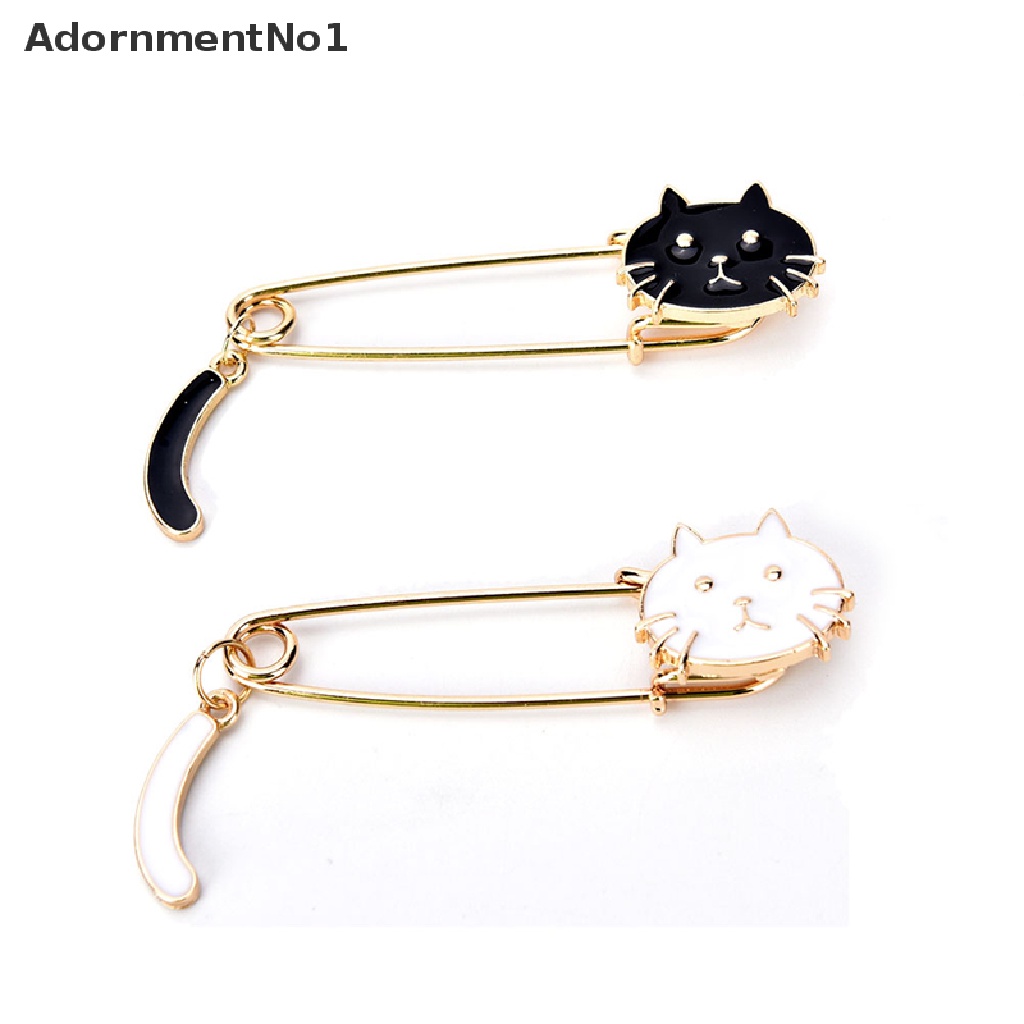 (AdornmentNo1) Bros Pin Bentuk Kucing Hitam Putih Untuk Wanita