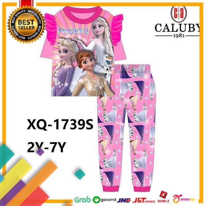 BIG SALE.. PIYAMA ANAK PEREMPUAN FROZEN ELSA ANNA PINK MUDA 2 3 4 5 6 7 TAHUN ..TERLARIS