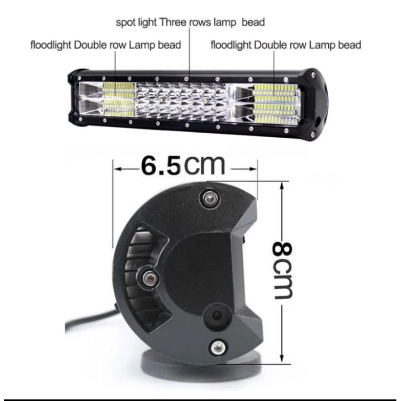 Lampu light bar  LED 3ROW 5 MODE PUTIH BIRU 55cm dan 1m