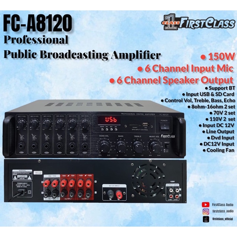 Amplifier TOA MASJID FIRSTCLASS FC A8120 150watt professional amplier