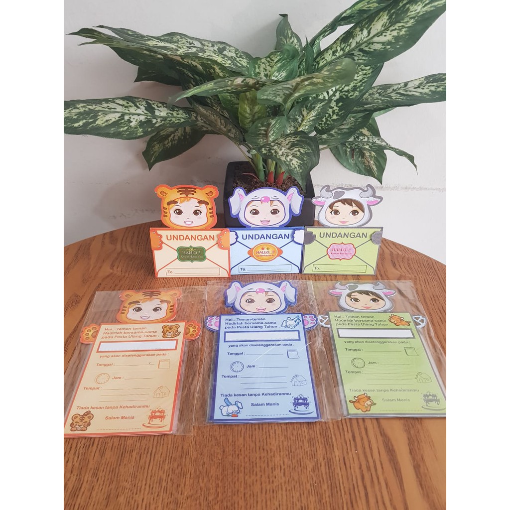 Kartu Undangan Ulang Tahun Anak Karakter lucu / Undangan ulang Tahun Unik UDG004