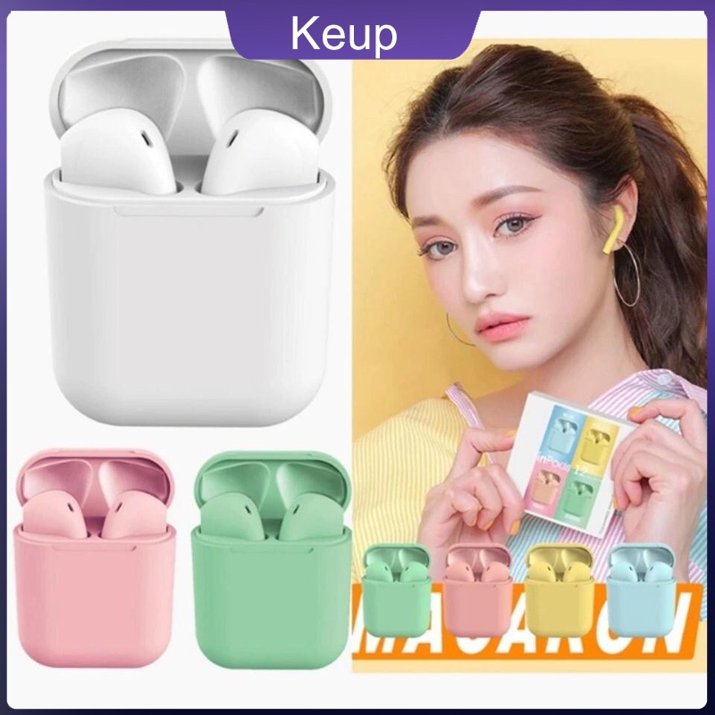 9 Colourful i12 Headset Bluetooth 5.0  Wireless Earphone TWS Earbud Kontrol Sentuh Nirkabel Frosted Feel Stereo