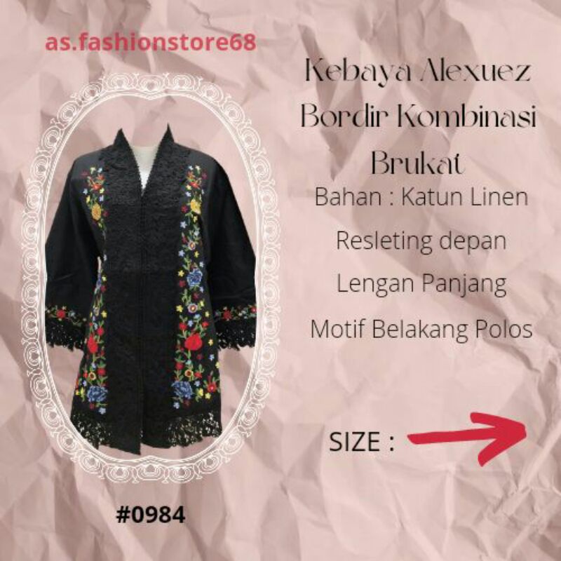 Kebaya Alexuez Kebaya Brukat Kombinasi Bordir Kebaya Jumbo Bahan Katun Linen 0984