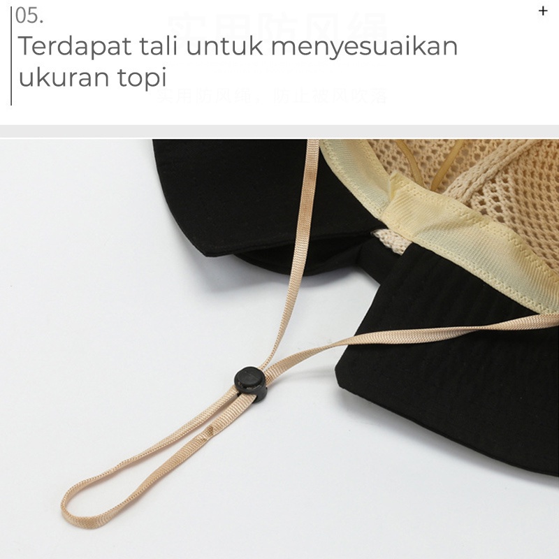 Topi Pantai Wanita Bucket Hat Korea Setengah Rajut Pita Belakang Anti UV ZX