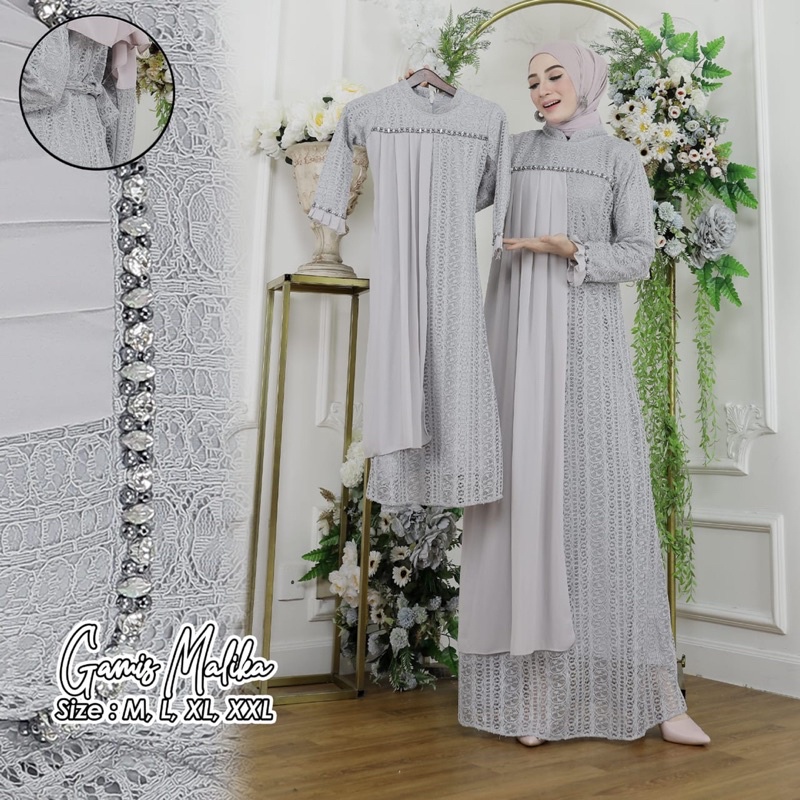 AZURA SCRAF / Gamis Malika Couple Ibu dan Anak / Gamis Modern Couple / Gamis Brokat Malika Original / Gamis Kekinian / Gamis Couple / Gamis Anak / Gamis Dewasa / Gamis Premium