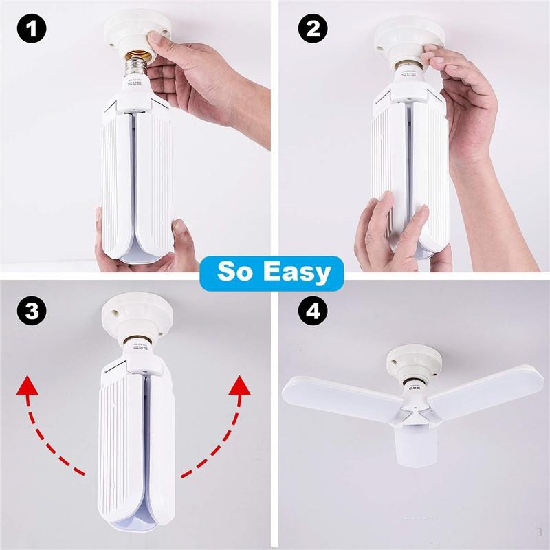 Fan Blade Foldable LED Bulb 45W E27 6500K 1800 Lumens - Lampu LED dengan Desain Kipas