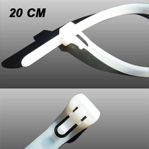 Reusable Cable Ties 20 CM Putih - Kabel Ties Bisa Buka