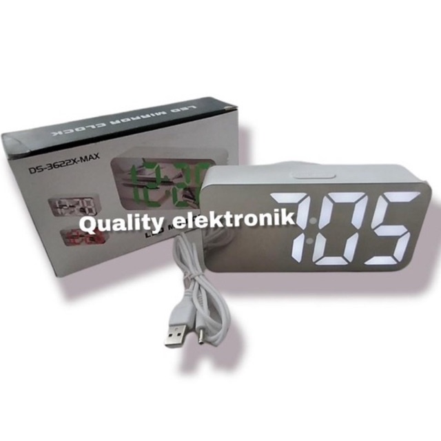 JAM LED MIRROR / LED DS-3622 MIRROR CLOCK WHITE GREEN RED MAX