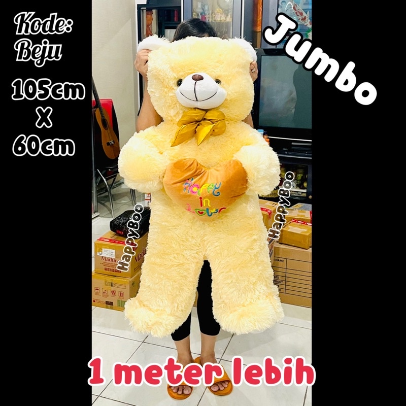 boneka beruang bear love super jumbo 1 meter lebih boneka teddy bear jumbo bulu lembut beju