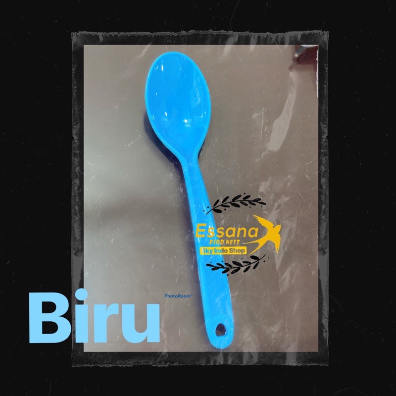 Gelas Minum Plastik _Piring Makan Bulat Plastik _Mangkok Makan Bulat Bakso Plastik_Sendok Makan Plastik_Terlaris Termurah Berkualitas ( 1pcs ) claris-Sendok plastik biru