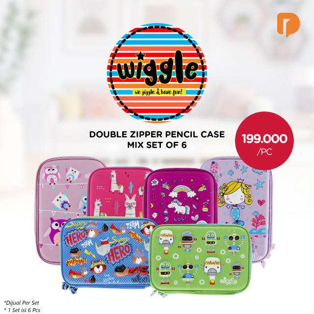 

Wiggle double zipper mix (6 pcs)/ pencil case