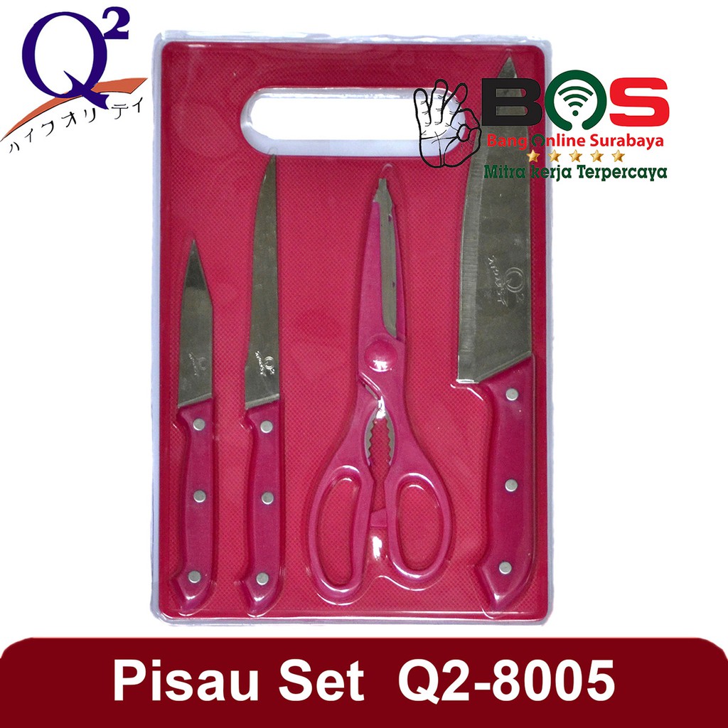 Pisau Telenan Q2-8005 Set 5 in 1 Pisau Daging Pisau Sayur Telenan