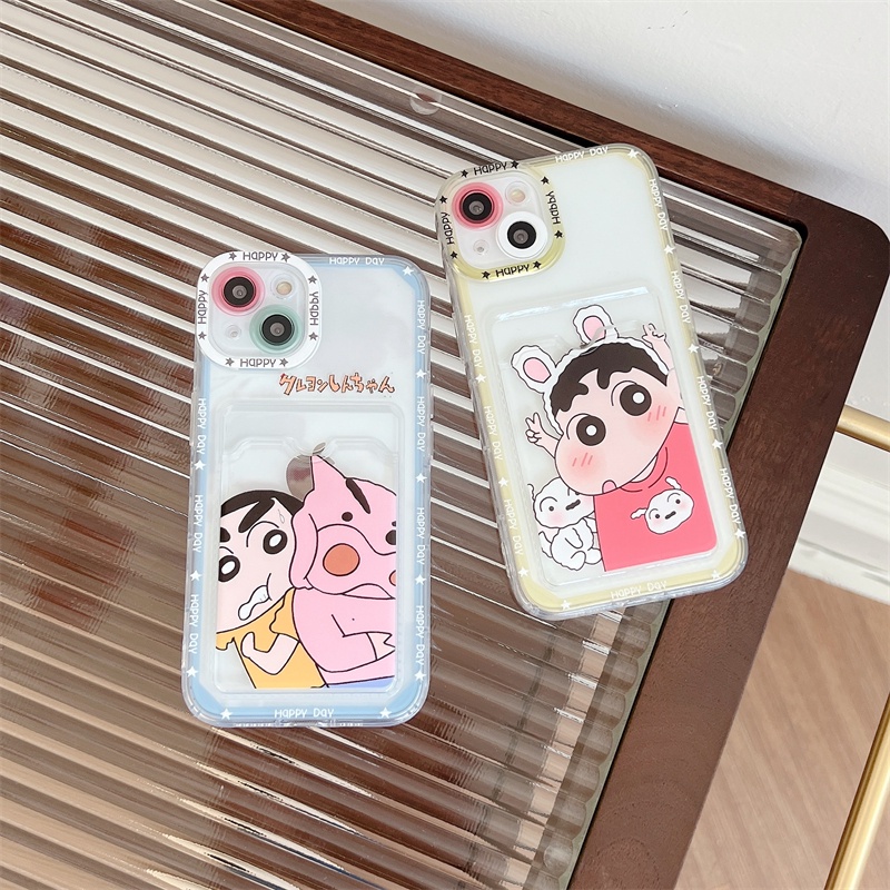 Soft Case Transparan Motif Crayon Shin-chan Untuk iPhone 12 13 Pro MAX 11 X XR XS MAX 7 8 Plus