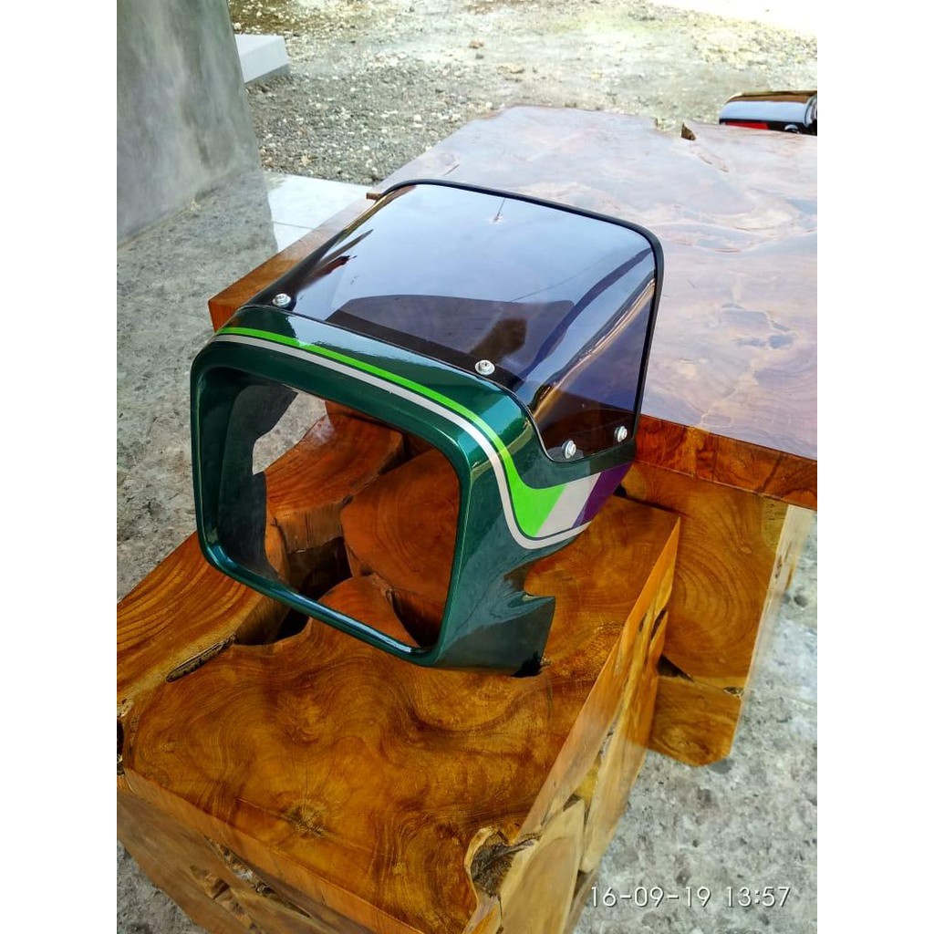 Krodong Lampu Hijab Hijau Lis Garis Hijau / Lampu Batok / Tutup Lampu Motor RX KING