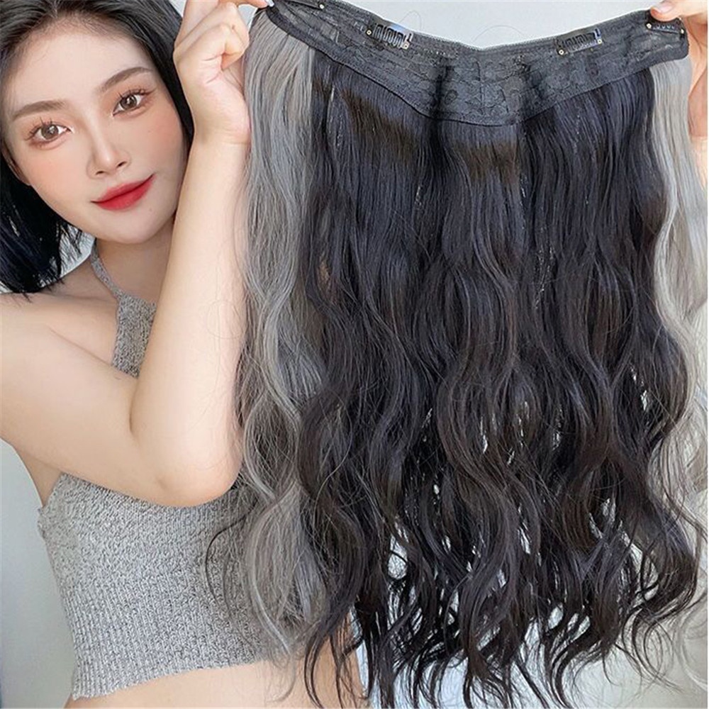 【COD Tangding】Wig Rambut Ekstensi Model Panjang Lurus Keriting Bahan Sintetis Ukuran 45 / 55 / 60cm