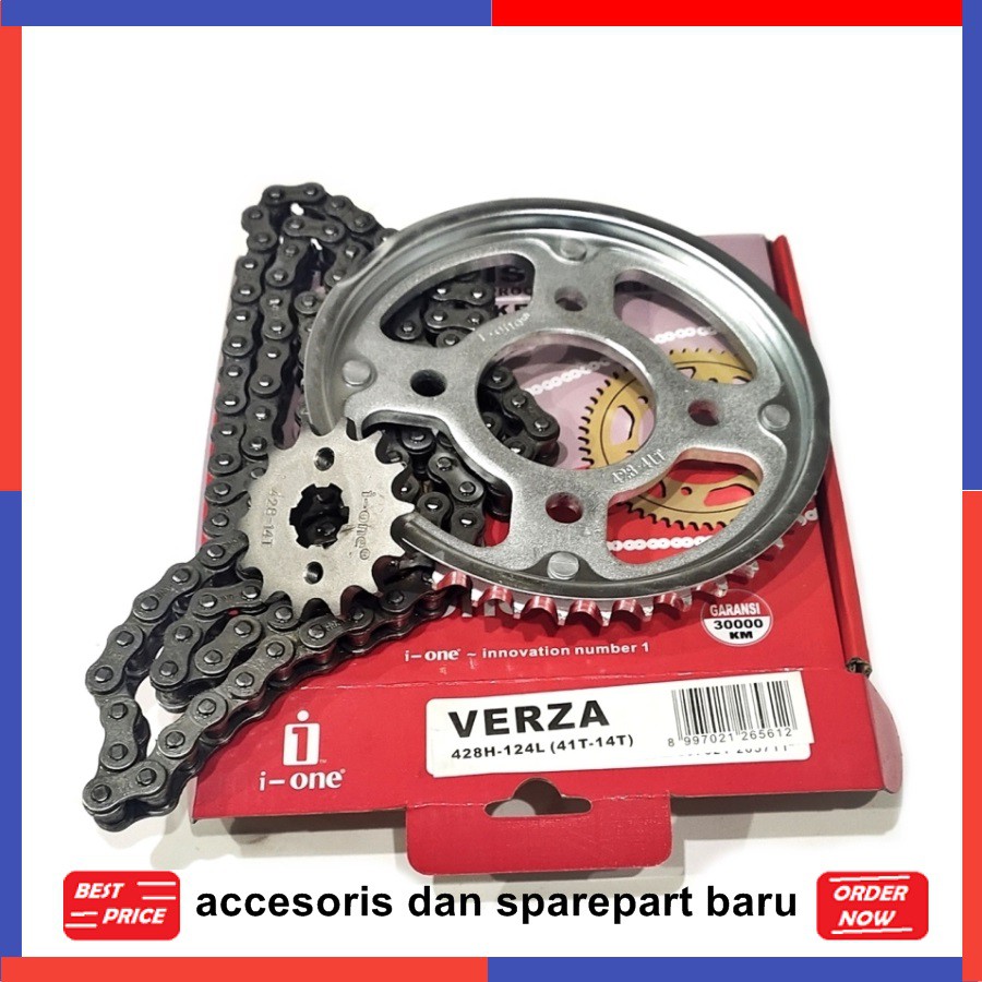 RANTAI GEAR SET VERZA 428H-124L (41T-14T) SPAREPART MOTOR IONERACING
