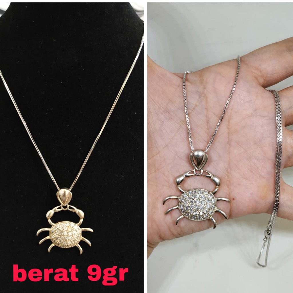 KALUNG LIONTIN CRAB PERAK ASLI LAPIS EMAS PUTIH SILVER 925 CC147