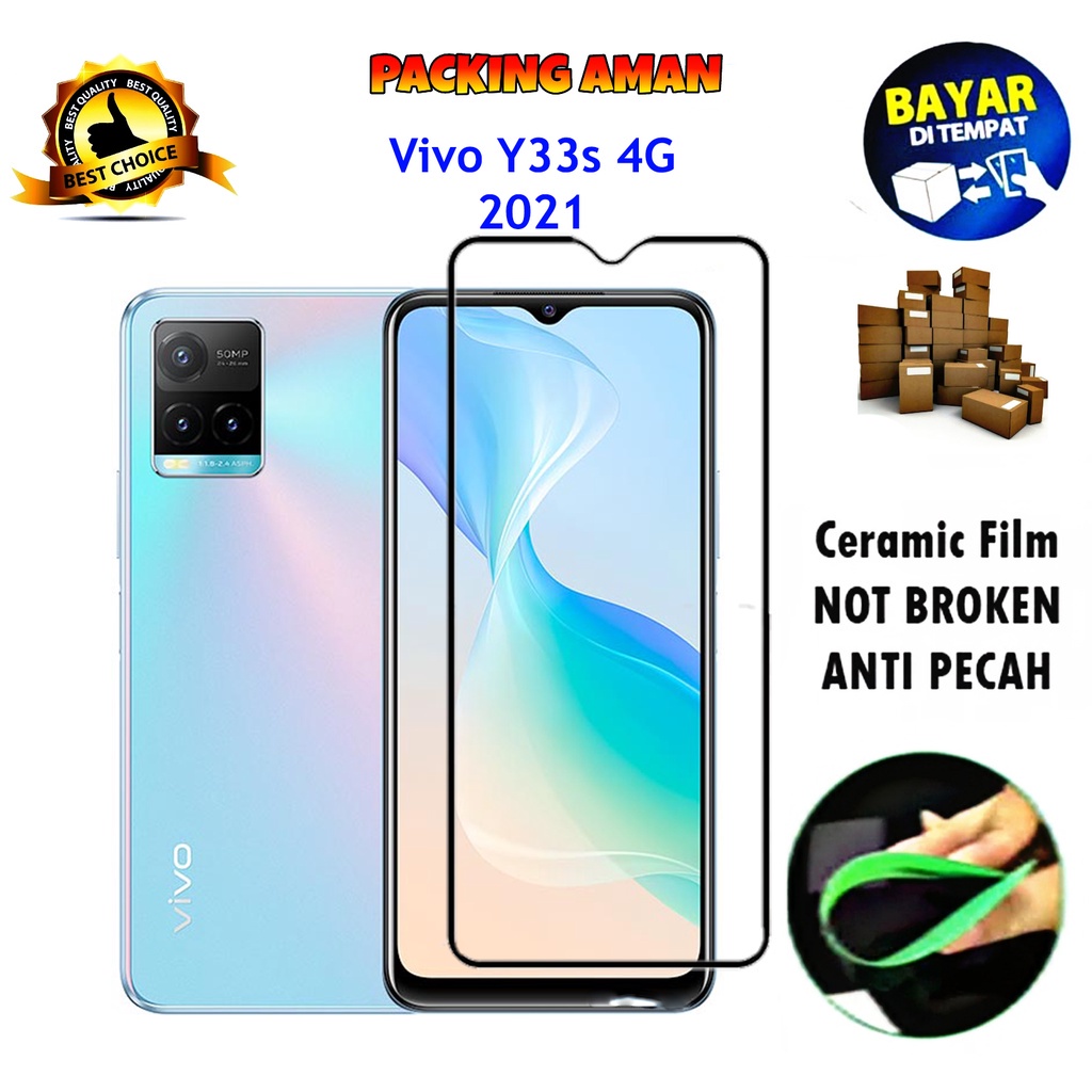 Tempered Glass Vivo Y33s 4G 2021 FULL COVER FULL SCREEN Ceramic Film Anti Gores