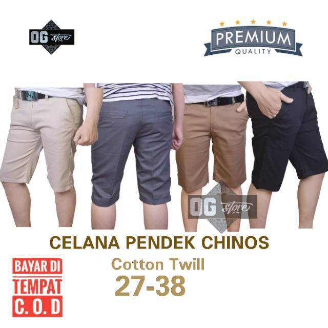  CELANA  PENDEK  PRIA CHINO DISTRO  POLOS  Abu Hitam Moca Cream 