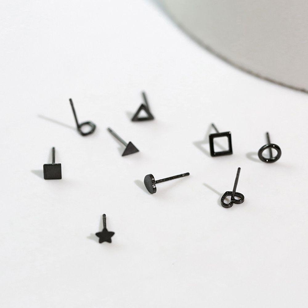 Agustinina Anting Pejantan Geometris Warna Solid Keren Pesta Pria Street Wear Alloy Lady Korea Earrings