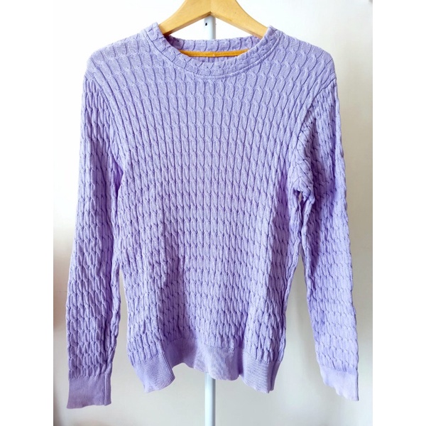 SWEATER RAJUT KEPANG LILAC