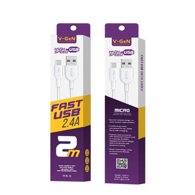 V-GEN KABEL DATA / KABEL DATA V-GEN MICRO USB VCB 16 FAST CHARGING 2 METER